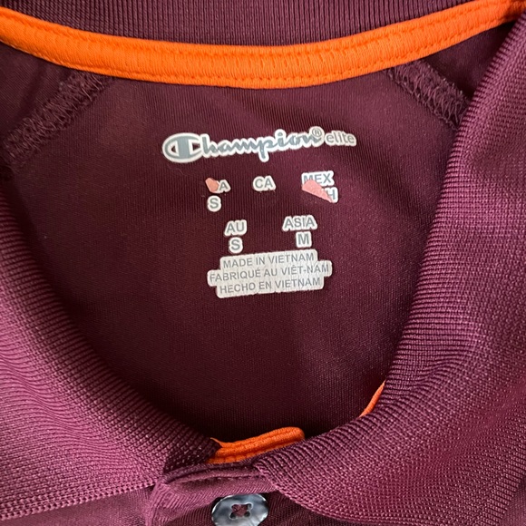 Champion Elite Polo Shirt NCAA Virginia Tech Hokies Mens Large S Maroon Orange - Picture 5 of 6